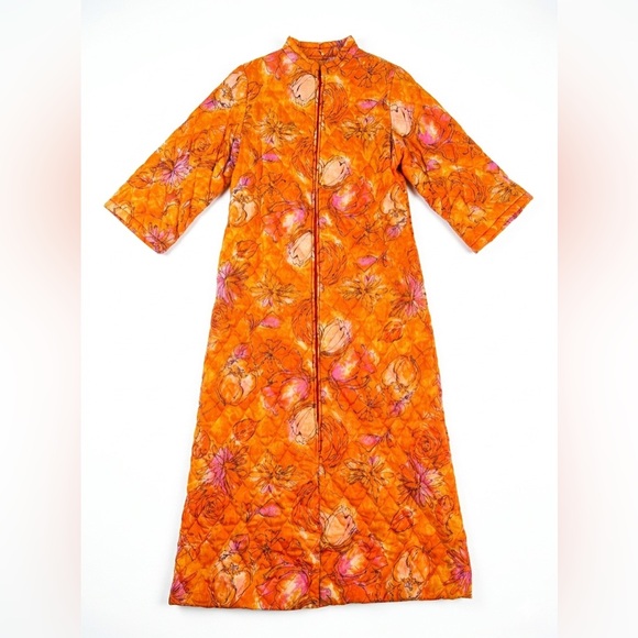 1960s Burnt Orange Loungees Puffer Housedress - Picture 1 of 9